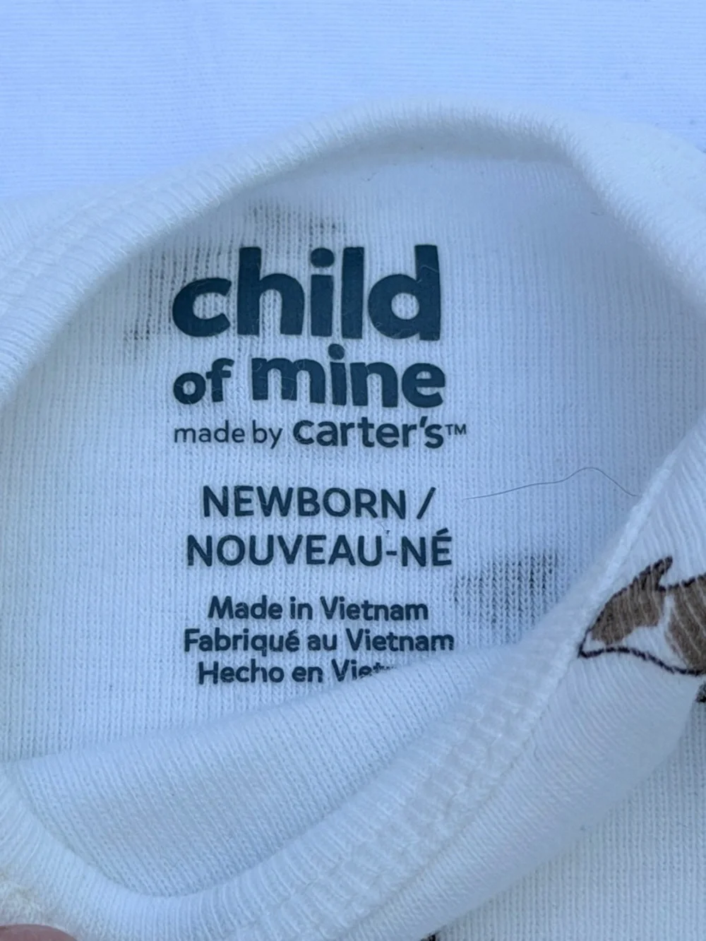 NEWBORN Carter's Brown, Cream & White Striped and Fox Print Baby Bodysuits
